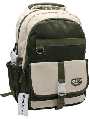 MegiHero Çok Bölmeli Okul Çantası Unisex Okul Sırt Çantası 26012 GRY26012