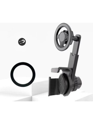 Buççin Online Mağaza Concord CH-108 Cam Vantuzlu Mıknatıslı Araç Telefon Tutucu Siyah Cam