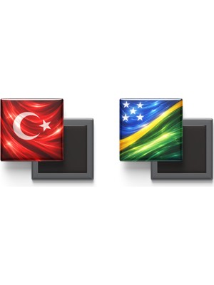 İberk Buzdolap Magnetleri - Solomon Adaları Bayrağı ve Türk Bayrağı - 2'li Set Magneti