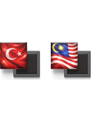 İberk Buzdolap Magnetleri - Malezya Bayrağı ve Türk Bayrağı - 2'li Set Magneti