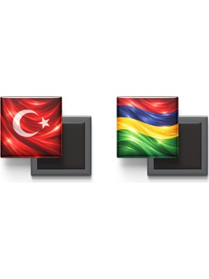 İberk Buzdolap Magnetleri - Mauritius Bayrağı ve Türk Bayrağı - 2'li Set Magneti
