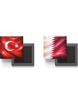 İberk Buzdolap Magnetleri - Katar Bayrağı ve Türk Bayrağı - 2'li Set Magneti