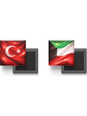 İberk Buzdolap Magnetleri - Kuveyt Bayrağı ve Türk Bayrağı - 2'li Set Magneti