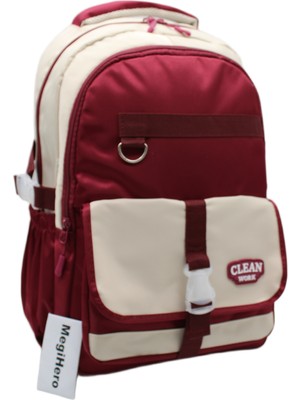 MegiHero Çok Bölmeli Okul Çantası Unisex Okul Sırt Çantası 26012 GRY26012