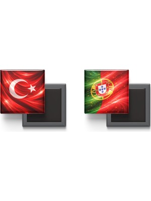 İberk Buzdolap Magnetleri - Portekiz Bayrağı ve Türk Bayrağı - 2'li Set Magneti