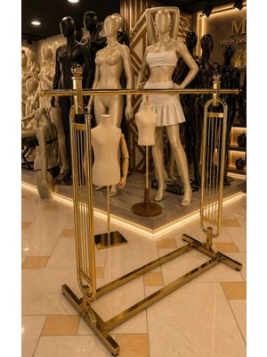 MD Vitrin Dekorasyon Gold Kaplama Dayanaklı Mağaza Butik Yüksek Kalite Elbise Standı