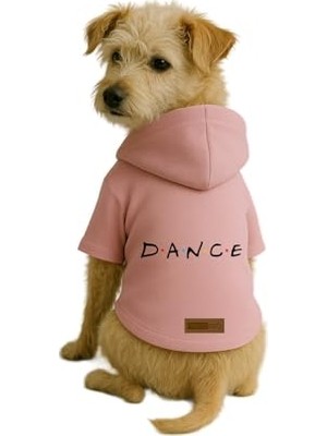 Die Grup Baskılı Içi Polarlı Köpek ve Kedi Kıyafeti & Elbisesi - Pembe Renk Kapüşonlu Hoodie B8B9A, S