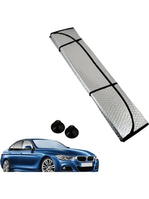 Die Grup Wiforte Katlanabilir Araç Ön Cam Güneşlik, Uv Koruyucu, Universal Boy Oto Güneşlik, Katlanabilir Dışı Metalize, 130X60 cm