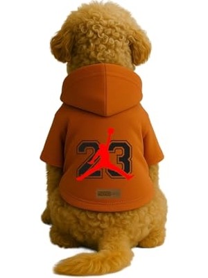 Die Grup Baskılı Içi Polarlı Köpek ve Kedi Kıyafeti & Elbisesi - Turuncu Renk Kapüşonlu Hoodie B46A1, Xl