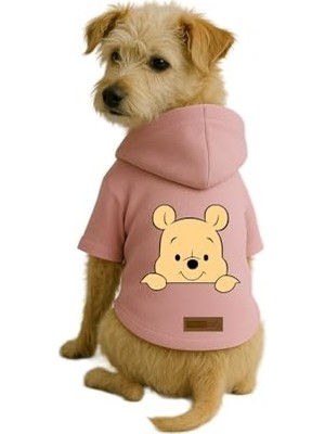 Die Grup Baskılı Içi Polarlı Köpek ve Kedi Kıyafeti & Elbisesi - Pembe Renk Kapüşonlu Hoodie B693E, Xs
