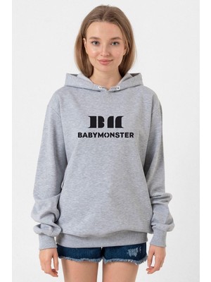 Tshirthane Babymonster Logo Grimelanj Kadın 3ip Kapşonlu Sweatshirt