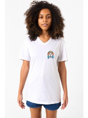 Dragon Ball Z Anime Master Roshi Free Hugs Beyaz Kadın V Yaka Tshirt