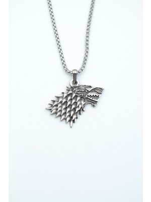 IDR Game Of Thrones Kurt Gümüş Kaplama Örme Zincir Kolye