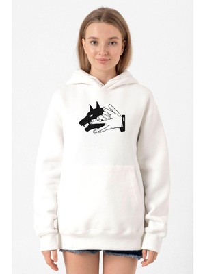 Tshirthane Jujutsu Kaisen Anime Divine Dogs Beyaz Kadın 3ip Kapşonlu Sweatshirt