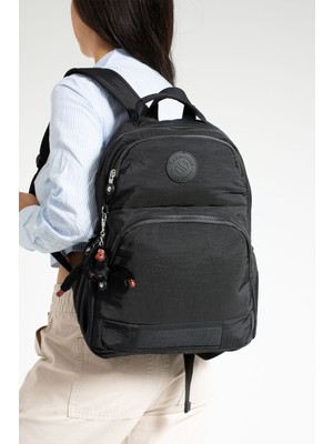 Sanmorris VIATOX VS 3005 Unisex Suya Dayanıklı Kumaş Laptop Bölmeli 3 Gözlü Siyah Renkli Okul Seyahat Sırt Çantası SİYAH