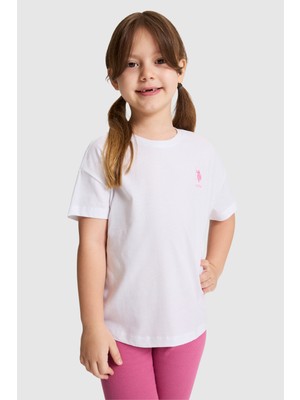 U.s. Polo Assn. Kız Çocuk Beyaz Tişört Basic 50325609-VR013