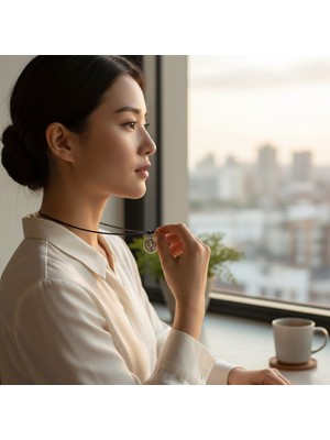 Hedea Çin Şans Parası Feng Shui Antik Krom Kaplama Siyah Yağlı Koton Erkek Kadın Kolye