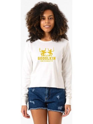 Tshirthane Gen V Godolkin University Logo Ekstra Uzunkol Sweatshirt Ekru
