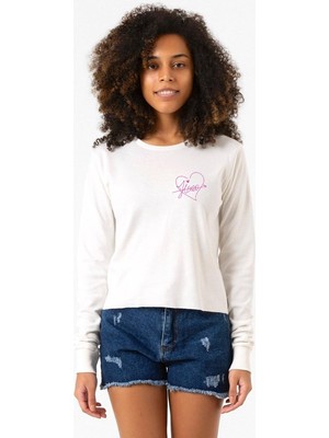 Tshirthane Blackpink Jisoo Signature Ekstra Uzunkol Sweatshirt Ekru
