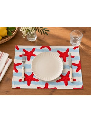 Megi Concept Dijital Baskılı 2'li Denizyıldızı Desenli Amerikan Servis 35X45 cm Marine Dekoratif Servis Altlığı