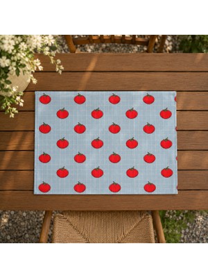 Megi Concept Dijital Baskılı 2'li Domates Desenli Amerikan Servis 35X45 cm Pötikare Dekoratif Servis Altlığı
