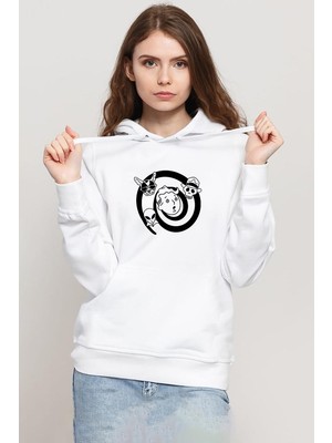 Tshirthane Fallout Wild Wasteland Beyaz Kadın 3ip Kapşonlu Sweatshirt