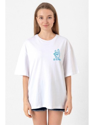 Türk Bozkurt Beyaz Kadın Oversize Tshirt