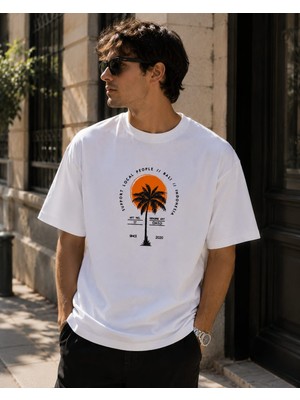 Montree Erkek Oversize Baskılı %100 Pamuk T-Shirt