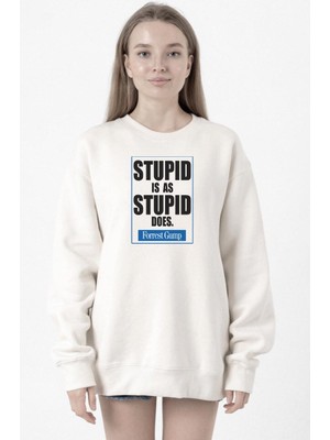 Tshirthane Forrest Gump Stupid Is As Stupid Does Beyaz Kadın 2ip Sweatshirt