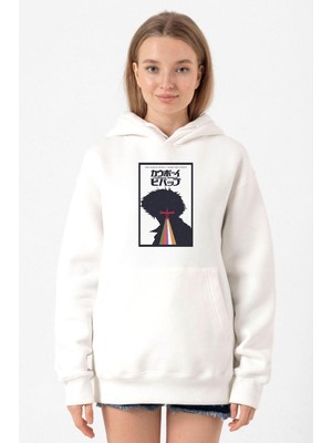 Tshirthane See You In Space Cowboys Minimalist Anime Poster Beyaz Kadın 3ip Kapşonlu Sweatshirt