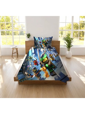 Hediyechy Ninjago Temalı Desen Baskılı Tek Kişilik Pike Takımı