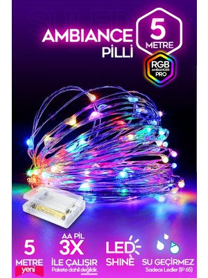 Suled Pilli RGB Led Işık 5 Metre Iç & Dış Mekan Parti Dekor Kutlama Işığı Renkli Led Dekorasyon
