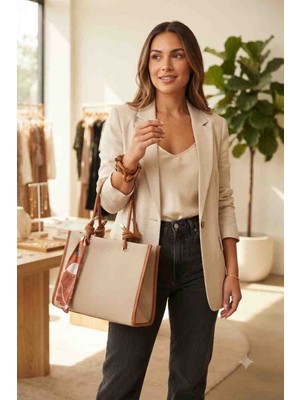 Linas Collection Kadın Modern & Şık Hasır Dokulu Günlük Kol Çantası