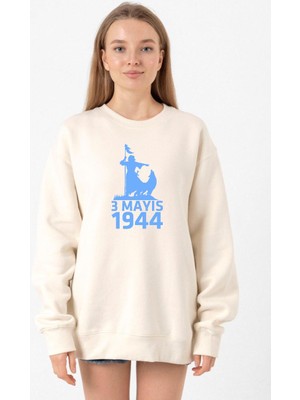 Tshirthane 3 Mayıs Türkçülük Günü Ekru Kadın 2ip Sweatshirt