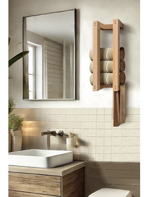 Grootland Ahşap Duvar Rafı/ Banyo Rafı/ Havluluk