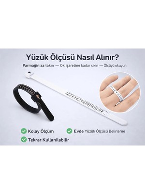 Colezium Yüzük Ölçüsü Alma Aleti Parmak Yüzük Ölçer Aparatı Ring Sizer Yüzük Ölçme Ölçü Seti - 2 adet