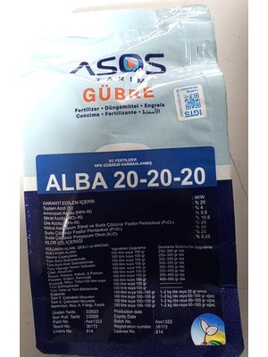 Asos Tarım – Alba 20-20-20 - 1 kg - Genel Amaçlı Npk Gübresi