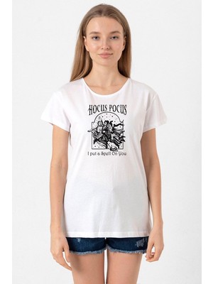 Hocus Pocus I Put A Spell On You Beyaz Kadın Bisikletyaka Tshirt