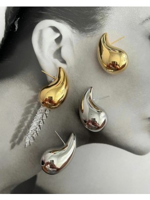 Gold Bottega Damla Küpe