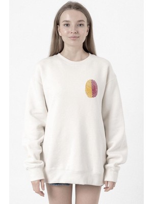 Tshirthane Sarı Kırmızı Parmak İzi Beyaz Kadın 2ip Sweatshirt
