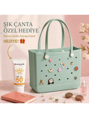 Velline Kadın Plaj  Çanta – Delikli Eva Malzeme – Suya Dayanıklı – Güneş Kremi Hediyeli