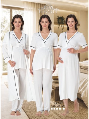 Hamile Lohusa Emzirme Özellikli 4 Lü Set Sabahlıklı Pijama Gecelik Takımı