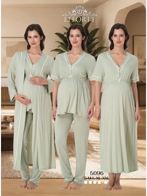 Hamile Lohusa Emzirme Özellikli 4 Lü Set Sabahlıklı Pijama Gecelik Takımı