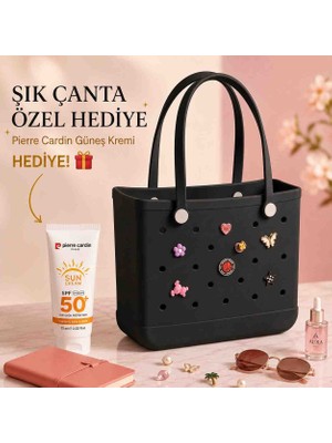 Velline Kadın Plaj  Çanta – Delikli Eva Malzeme – Suya Dayanıklı – Güneş Kremi Hediyeli