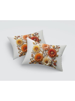 Alkan Homes 2 Adet Kombin Punch Görünümlü Renkli Çiçekli Dijital Baskılı Dikdörtgen Kırlent Kılıfı 30X50 cm
