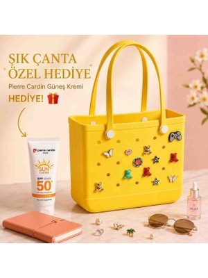 Velline Kadın Plaj  Çanta – Delikli Eva Malzeme – Suya Dayanıklı – Güneş Kremi Hediyeli
