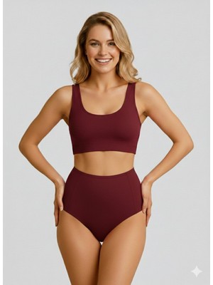 Sheviva Bordo Yüksek Bel Toparlayıcı Bikini Altı