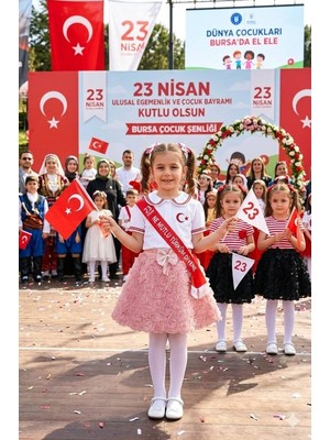Kız Çocuk Güllü Papyon Beli Lastikli  Etek 6/13 Yaş
