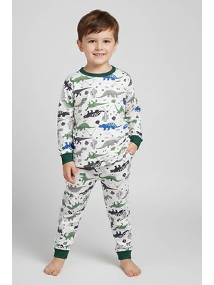 Diamondstar Erkek Çocuk Dinazor Desenli%100 Pamuklu Pijama Takımı  1/8 Yaş