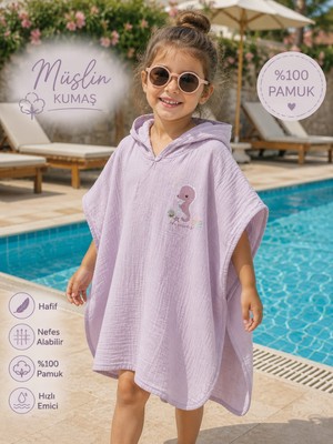 Little Life %100 Pamuklu Müslin Kapüşonlu 1-5 Yaş Uyumlu Standart Beden Deniz Pançosu